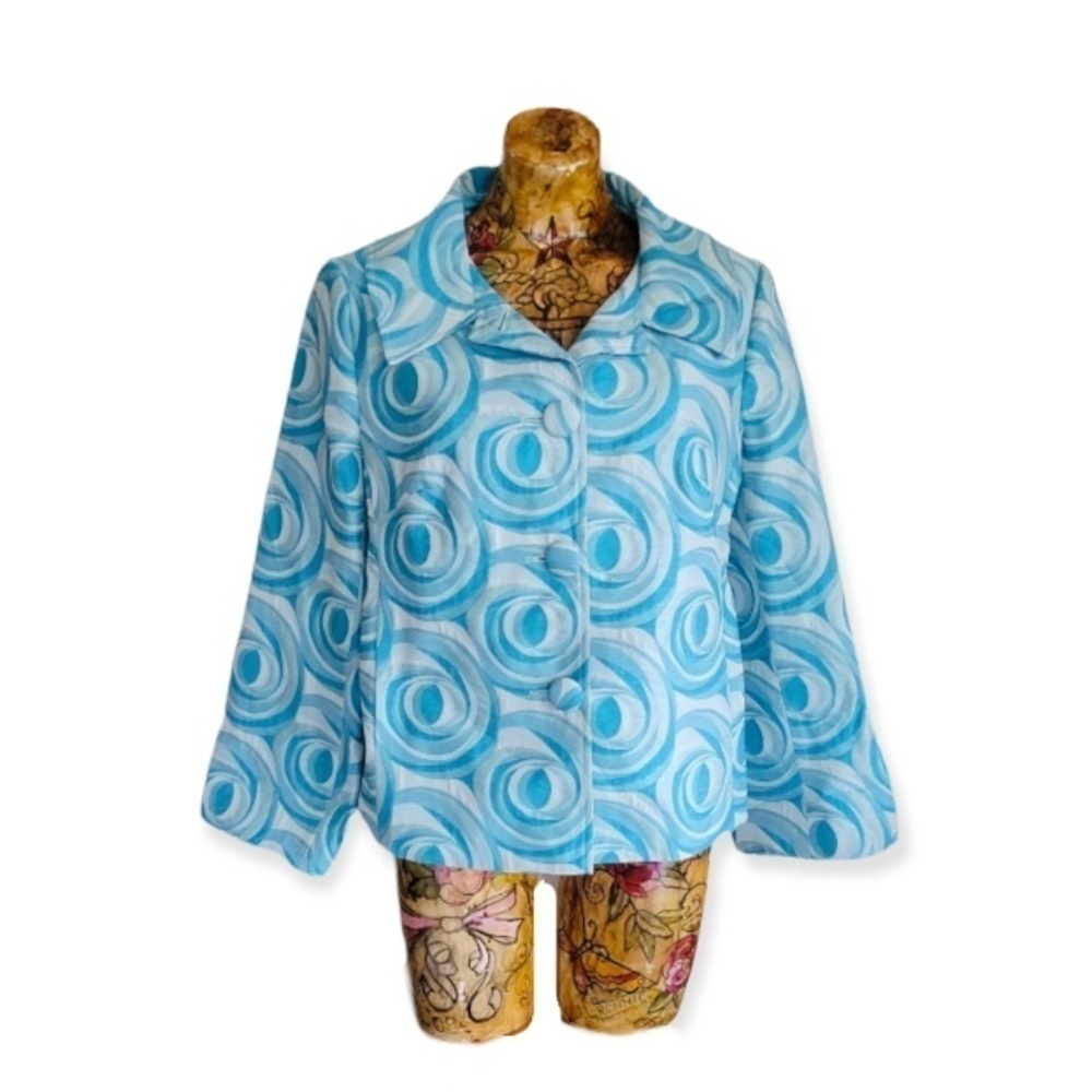 Charles Gray blazer jacket long sleeve blue LARGE